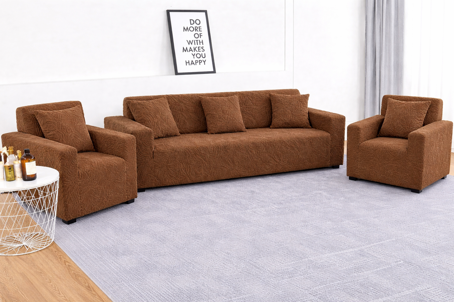 Beige Castle Polar Fleece Sofa Cover – Soft, Stretchable & Washable Corner Sofa Protector