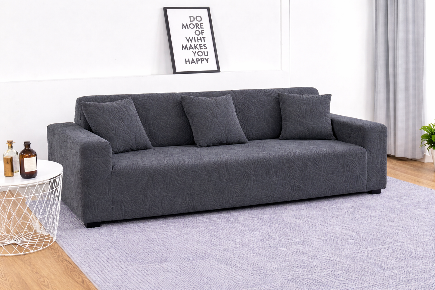 Grey Castle L Shape Polar Fleece Sofa Cover – Soft, Stretchable & Washable Corner Sofa Protector