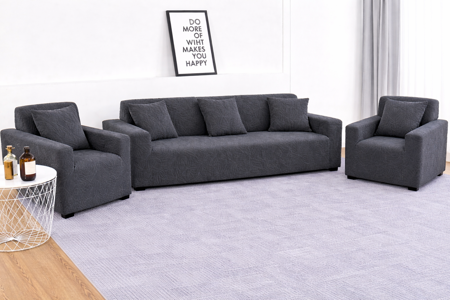 Grey Castle Polar Fleece Sofa Cover – Soft, Stretchable & Washable Corner Sofa Protector