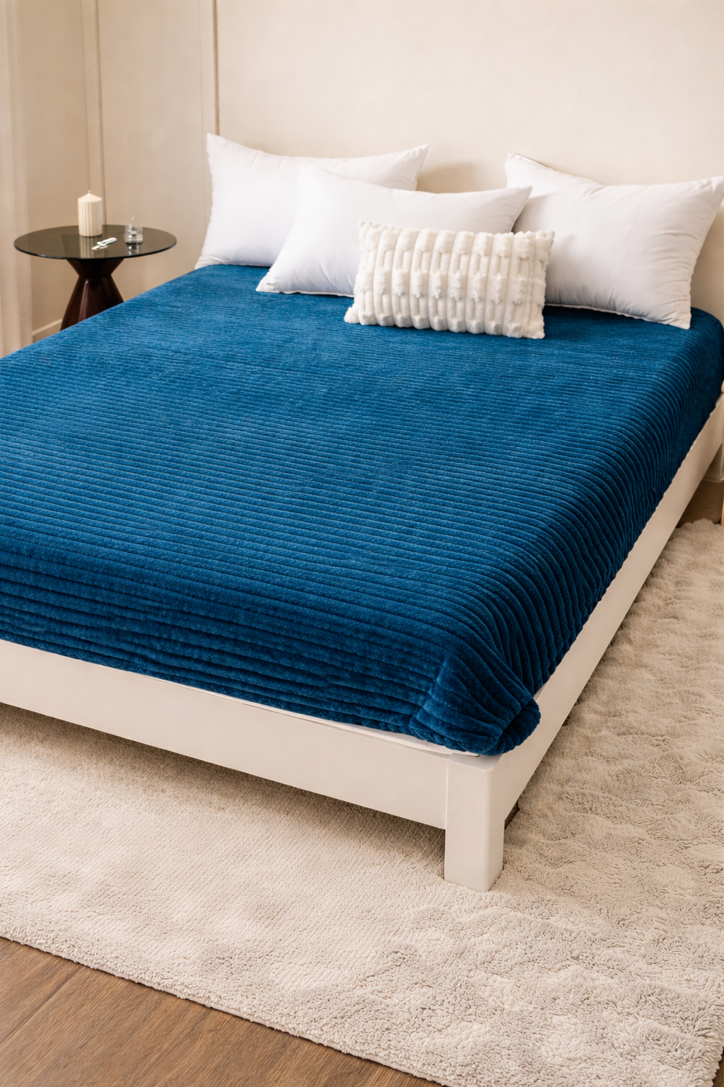 Quirky Hub Luxe Rabbit Fur Fitted Bedsheet – Peacock | King Size 72x78