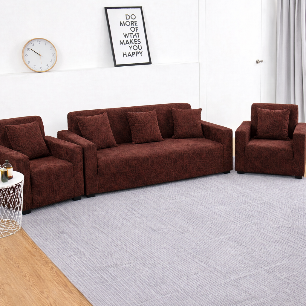 Brown Castle Polar Fleece Sofa Cover – Soft, Stretchable & Washable Corner Sofa Protector