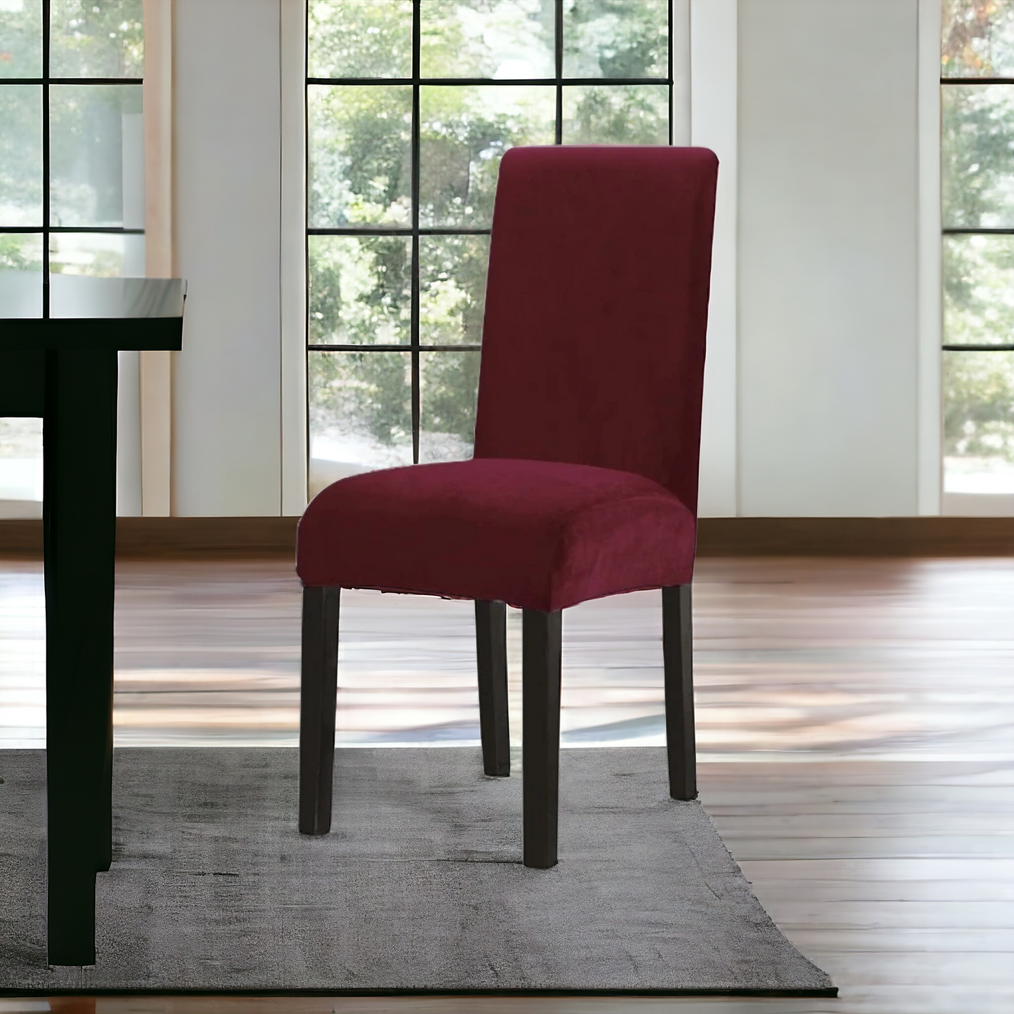 Quirky Hub Premium Wrinkle-Free Stretchable | Washable Plain Velvet Chair Covers, Red-Wine (QHCC-126)