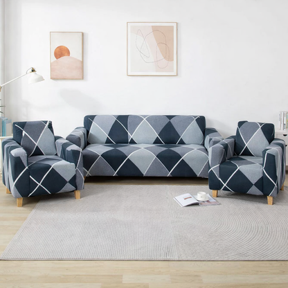 Quirky Hub Premium Wrinkle-Free Stretchable | Elastic Universal Stretchable Sofa Cover Blue Burfi