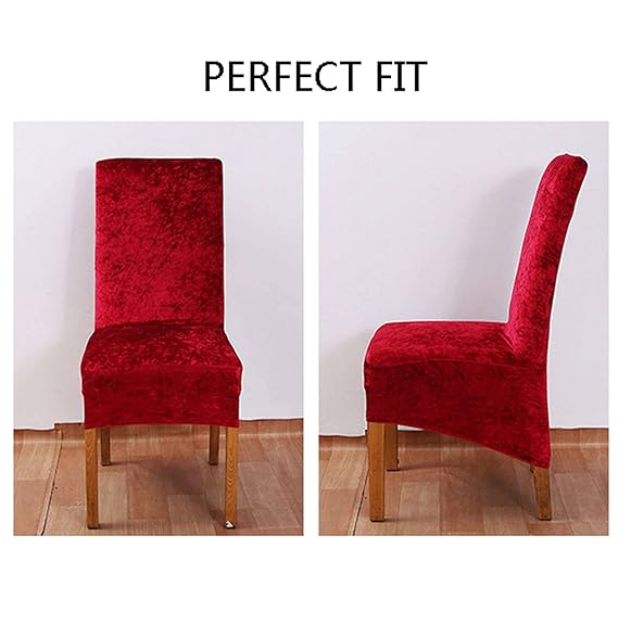 Quirky Hub Premium Wrinkle-Free Stretchable | Washable Plain Velvet Chair Covers Red