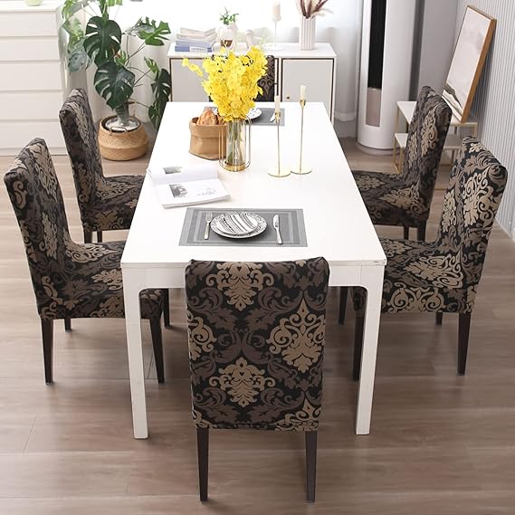 Quirky Hub Premium Wrinkle-Free | Elastic Stretchable | Washable|Chair Covers Brown Mint