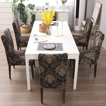 Quirky Hub Premium Wrinkle-Free | Elastic Stretchable | Washable|Chair Covers Brown Mint