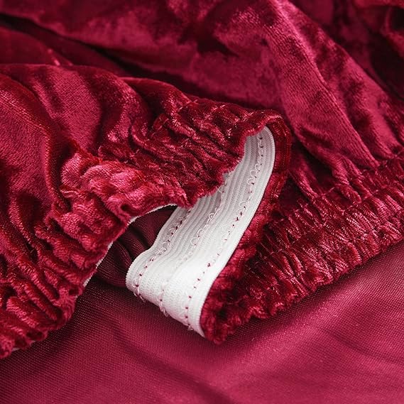 Quirky Hub Premium Wrinkle-Free Stretchable | Washable Plain Velvet Chair Covers Red