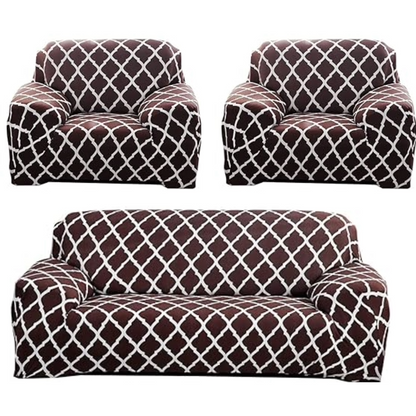 Quirky Hub Premium Wrinkle-Free Stretchable | Elastic Universal Stretchable Sofa Cover Brown Diamond