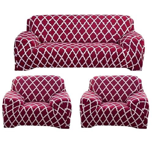 Quirky Hub Premium Wrinkle-Free Stretchable | Elastic Universal Stretchable Sofa Cover Red Diamond
