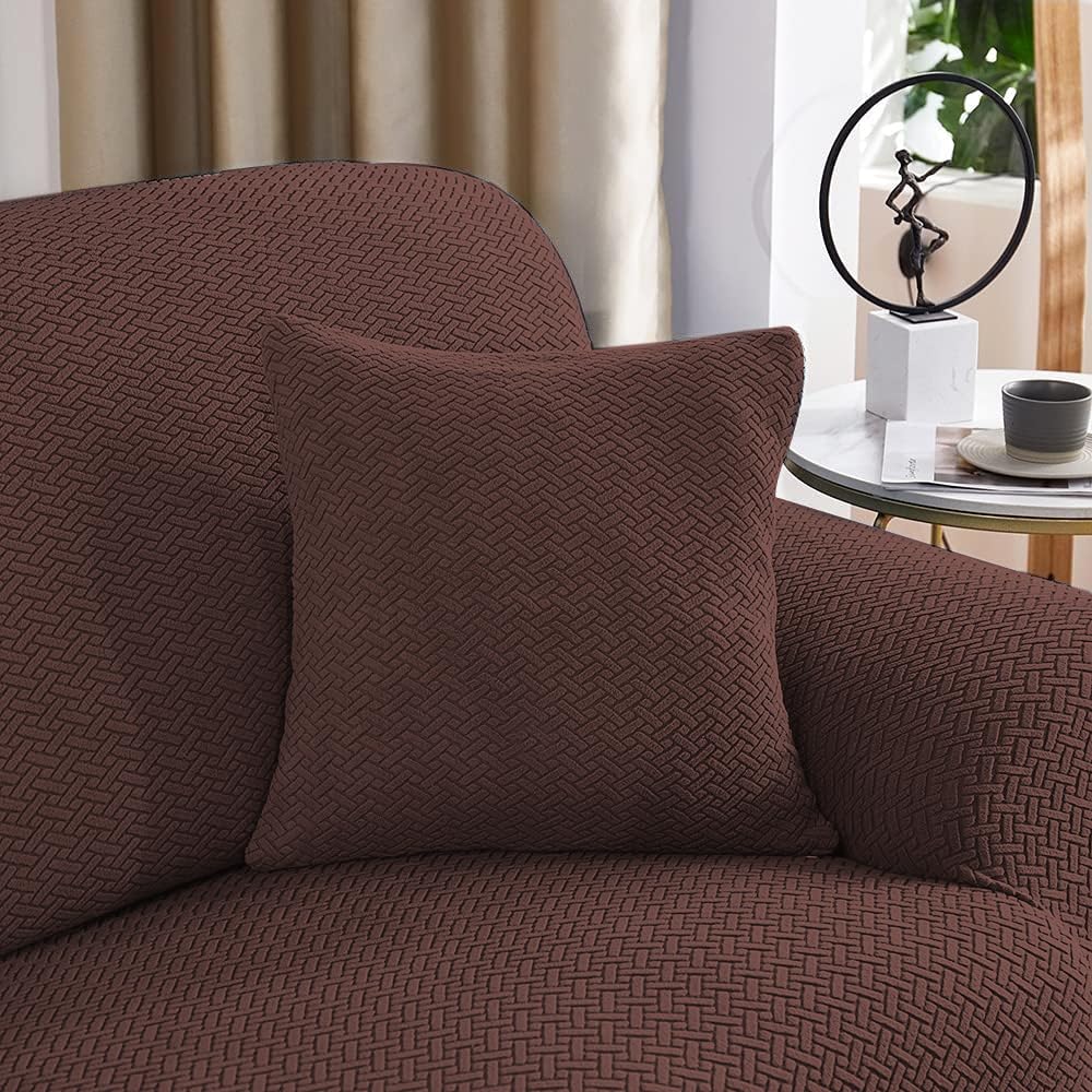 Brown Castle L Shape Polar Fleece Sofa Cover – Soft, Stretchable & Washable Corner Sofa Protector