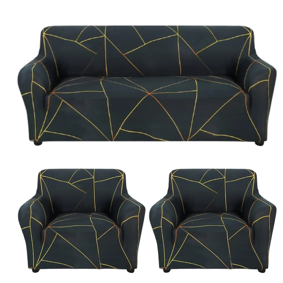Quirky Hub Premium Wrinkle-Free Stretchable | Elastic Universal Stretchable Sofa Cover Gold Prism