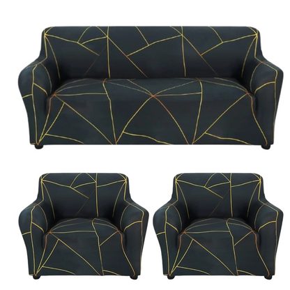 Quirky Hub Premium Wrinkle-Free Stretchable | Elastic Universal Stretchable Sofa Cover Gold Prism