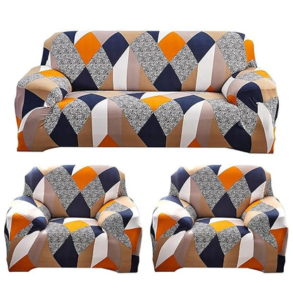 Quirky Hub Premium Wrinkle-Free Stretchable | Elastic Universal Stretchable Sofa Cover Orange Prism