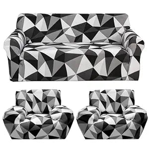 Quirky Hub Premium Wrinkle-Free Stretchable | Elastic Universal Stretchable Sofa Cover Black Multi