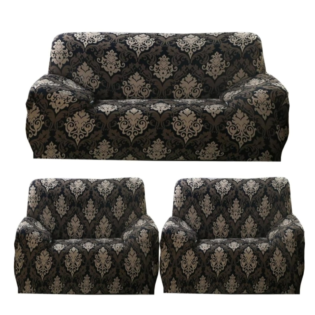 Quirky Hub Premium Wrinkle-Free Stretchable | Elastic Universal Stretchable Sofa Cover Brown Mint