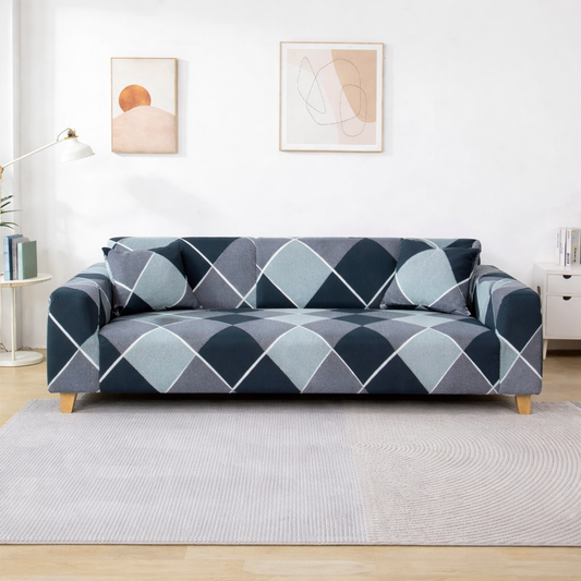 Quirky Hub Premium Wrinkle-Free Stretchable | Elastic Universal Stretchable Sofa Cover Blue Burfi