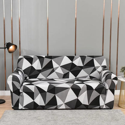 Quirky Hub Premium Wrinkle-Free Stretchable | Elastic Universal Stretchable Sofa Cover Black Multi