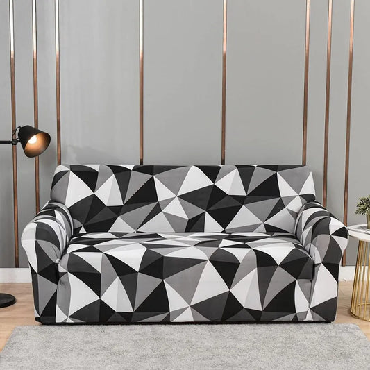 Quirky Hub Premium Wrinkle-Free Stretchable | Elastic Universal Stretchable Sofa Cover Black Multi