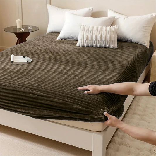 Quirky Hub Luxe Rabbit Fur Fitted Bedsheet – Coffee | King Size 72x78