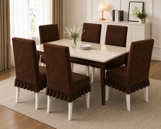 Quirkyhub Jacquard Dining Premium Frill Chair Cover