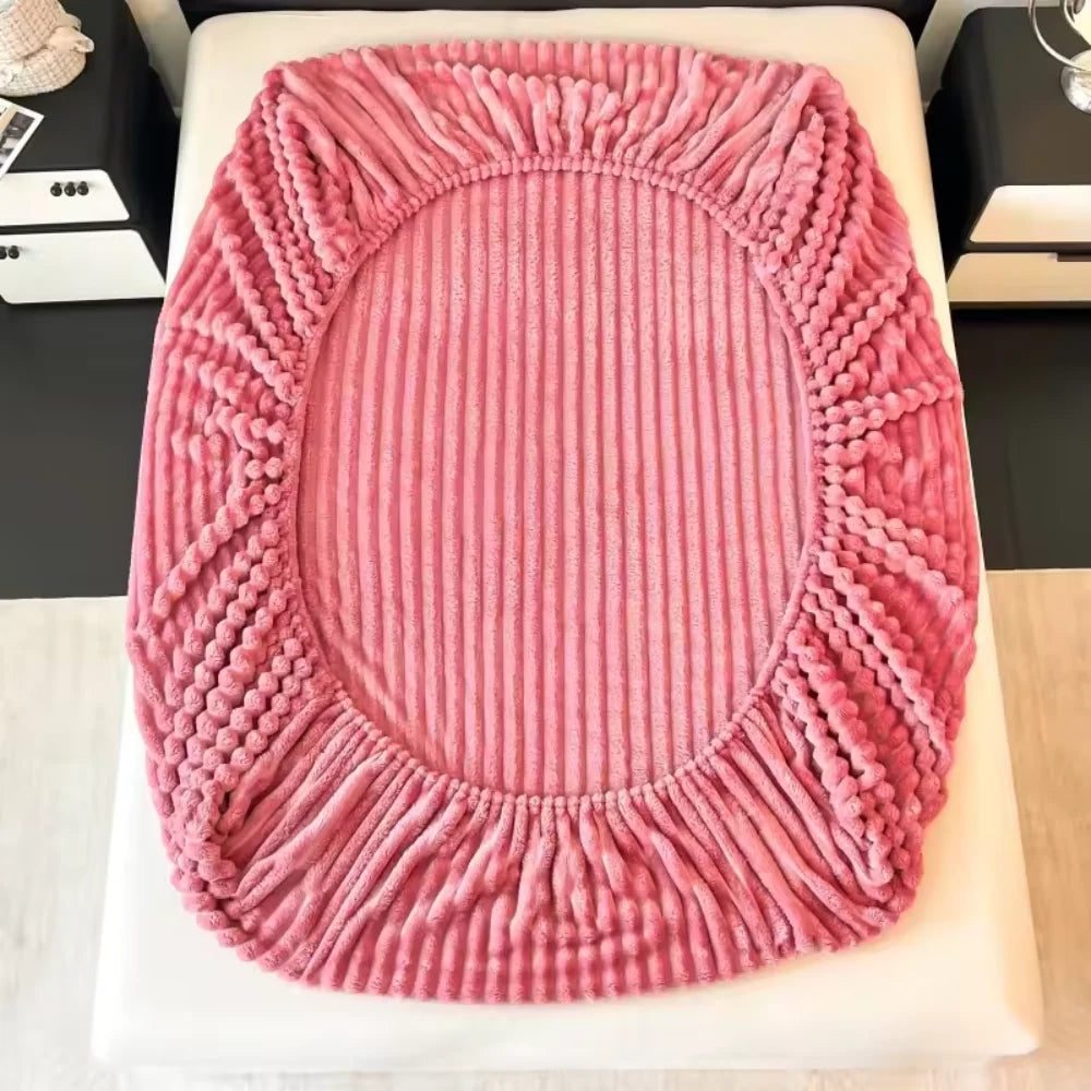 Quirky Hub Luxe Rabbit Fur Fitted Bedsheet – Pink | King Size 72x78