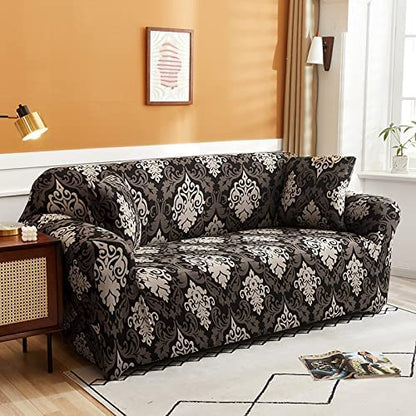 Quirky Hub Premium Wrinkle-Free Stretchable | Elastic Universal Stretchable Sofa Cover Brown Mint