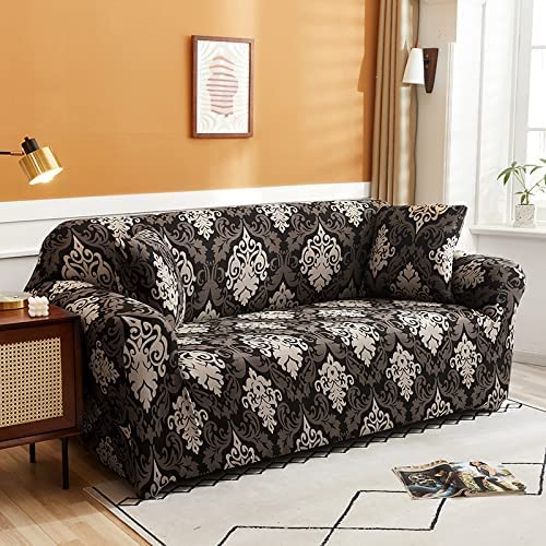 Quirky Hub Premium Wrinkle-Free Stretchable | Elastic Universal Stretchable Sofa Cover Brown Mint