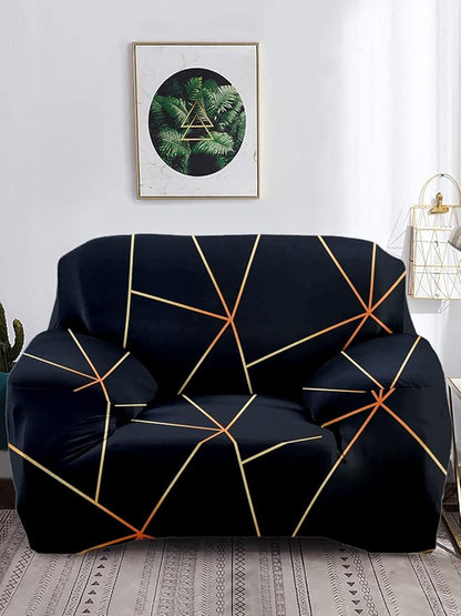 Quirky Hub Premium Wrinkle-Free Stretchable | Elastic Universal Stretchable Sofa Cover Gold Prism