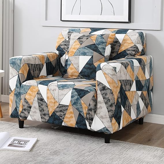 Quirky Hub Premium Wrinkle-Free Stretchable | Elastic Universal Stretchable Sofa Cover Orange Smoke