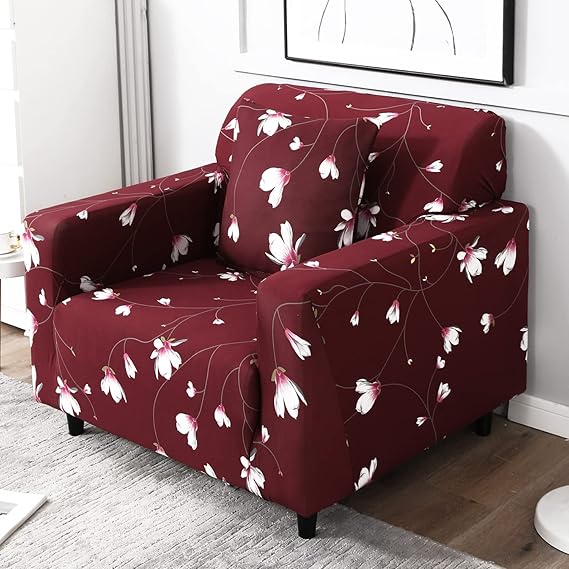 Quirky Hub Premium Wrinkle-Free Stretchable | Elastic Universal Stretchable Sofa Cover Red Flower