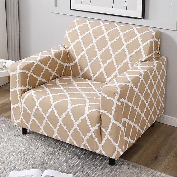 Quirky Hub Premium Wrinkle-Free Stretchable | Elastic Universal Stretchable Sofa Cover Biege Diamond