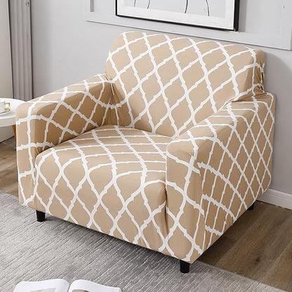 Quirky Hub Premium Wrinkle-Free Stretchable | Elastic Universal Stretchable Sofa Cover Biege Diamond