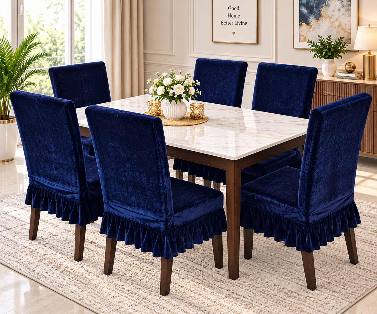 Jacquard Frill Dining Chair Cover Set – 6 Colours, Packs of 4/6/8