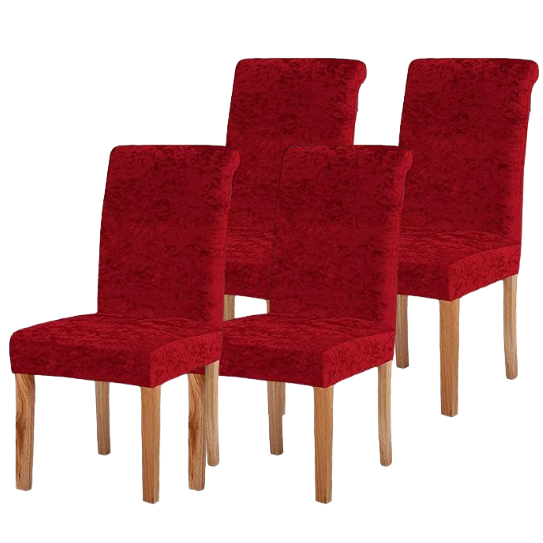 Quirky Hub Premium Wrinkle-Free Stretchable | Washable Plain Velvet Chair Covers Red