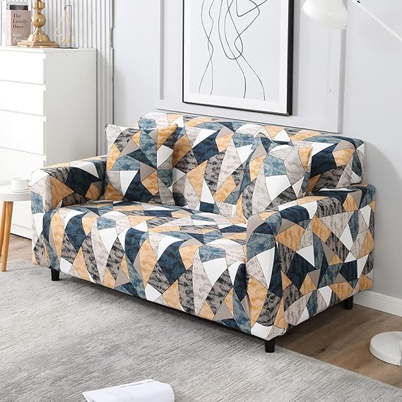 Quirky Hub Premium Wrinkle-Free Stretchable | Elastic Universal Stretchable Sofa Cover Orange Smoke