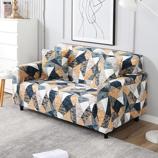 Quirky Hub Premium Wrinkle-Free Stretchable | Elastic Universal Stretchable Sofa Cover Orange Smoke