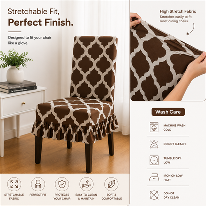 Quirky Hub Decorative Frill Dining Chair Cover Set – Premium Washable Stretch Chair Covers with Elastic Fit (Copy) (Copy) (Copy) (Copy)
