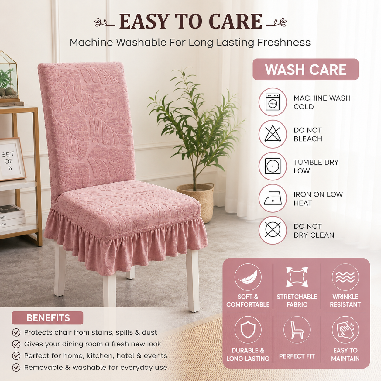 Quirkyhub Jacquard Dining Premium Frill Chair Cover
