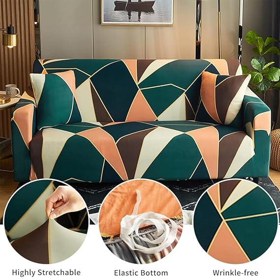 L Shape Quirky hub Multi Prism Strechable Sofa Cover
