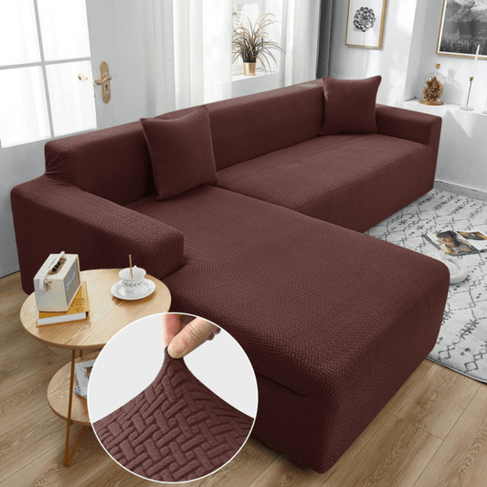 Brown Castle L Shape Polar Fleece Sofa Cover – Soft, Stretchable & Washable Corner Sofa Protector