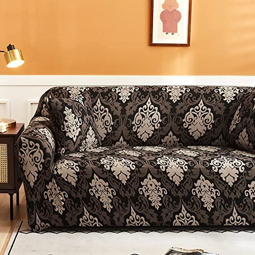 Quirky Hub Premium Wrinkle-Free Stretchable | Elastic Universal Stretchable Sofa Cover Brown Mint