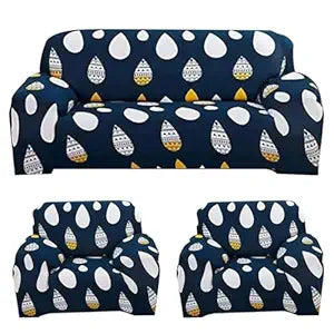 Quirky Hub Premium Wrinkle-Free Stretchable | Elastic Universal Stretchable Sofa Cover Blue Drop