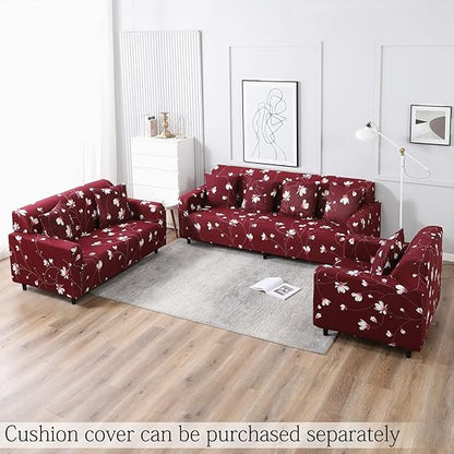 Quirky Hub Premium Wrinkle-Free Stretchable | Elastic Universal Stretchable Sofa Cover Red Flower