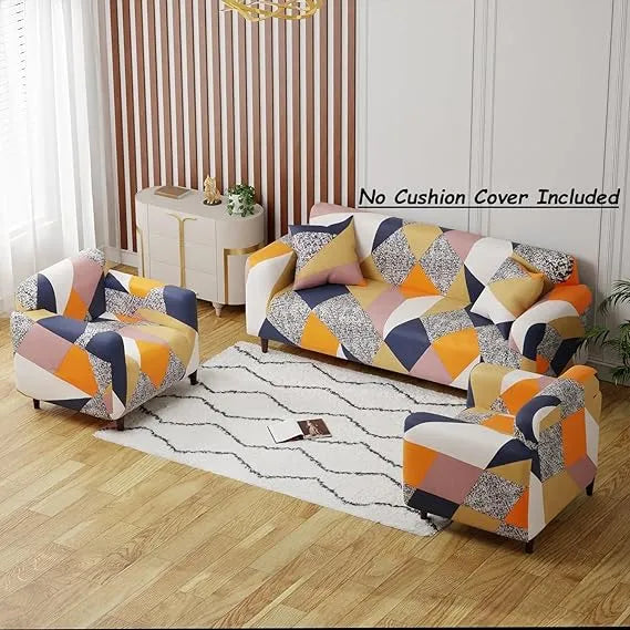 Quirky Hub L Shape Premium Extensible Sofa Set Cover Orange Prism