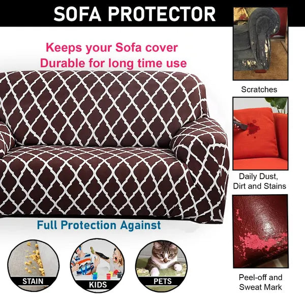 Quirky Hub L Shape Premium Extensible Sofa Set Cover Brown Diamond