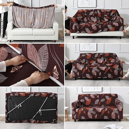 Quirky Hub Premium Wrinkle-Free Stretchable | Elastic Universal Stretchable Sofa Cover Paan Patta