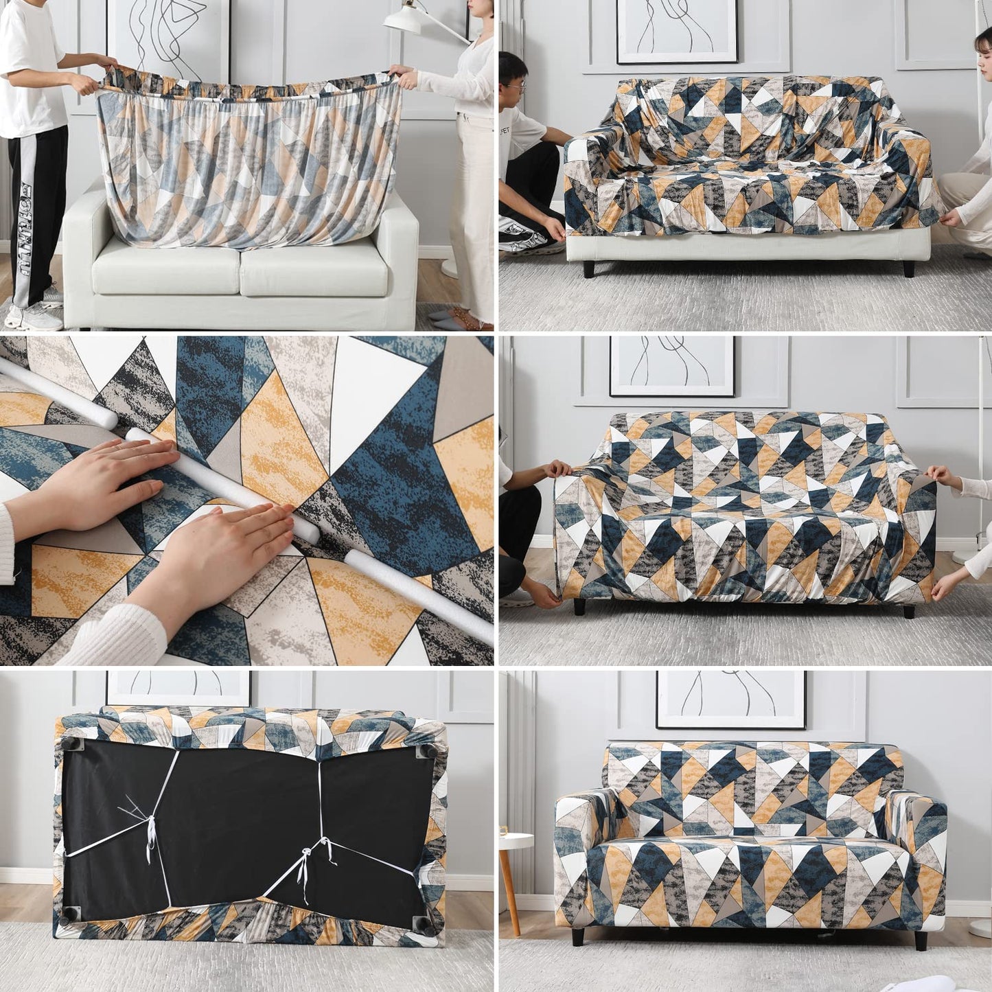 Quirky Hub L Shape Premium Extensible Sofa Set Cover Orange Smoke