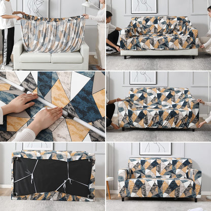 Quirky Hub L Shape Premium Extensible Sofa Set Cover Orange Smoke