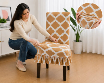 Quirky Hub Premium Frill Dining Chair Cover Set – Stretchable Elastic Washable Chair Slipcovers for Dining Room, Kitchen & Banquet Chairs (Pack of 6) (Copy)