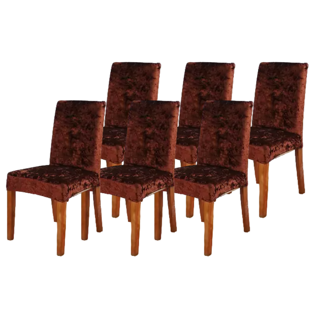 Quirky Hub Premium Wrinkle-Free Stretchable | Washable Plain Velvet Chair Covers , Crushed Velvet Brown